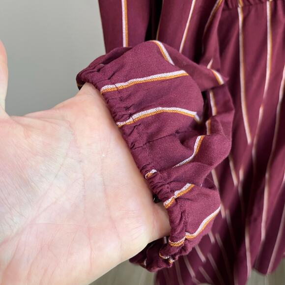 Old Navy XL Tall Burgundy Striped Long Sleeve Midi Dress Casual Work Fall Outfit - Picture 8 of 11